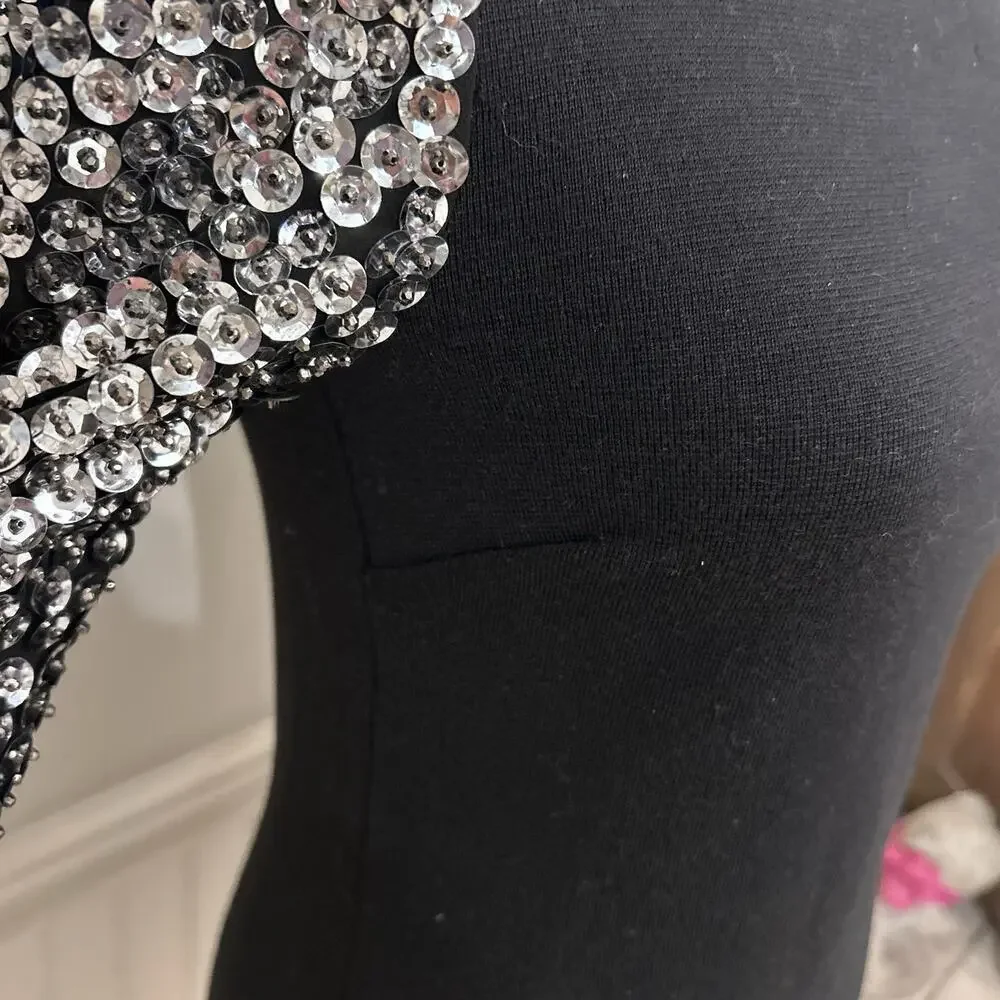 Tory Burch Black Dress With Sequin Sleeves Size XS